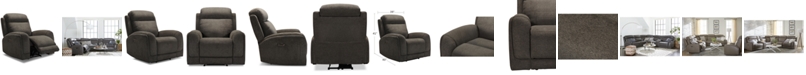 Furniture CLOSEOUT! Winterton Fabric Power Recliner With Power Headrest, Lumbar And USB Power Outlet